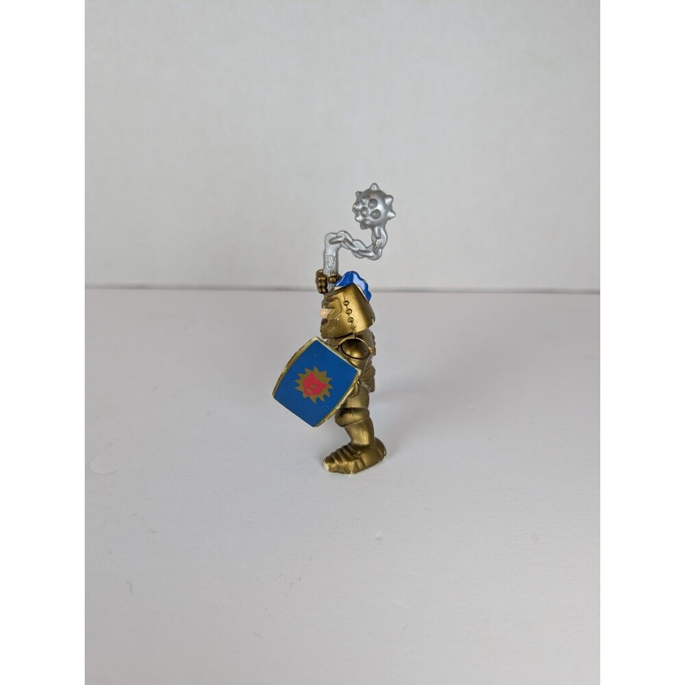 Vintage Fisher Price 1994 Gold Knight Warrior with Shield Spiked Balls Figure - Picture 2 of 3
